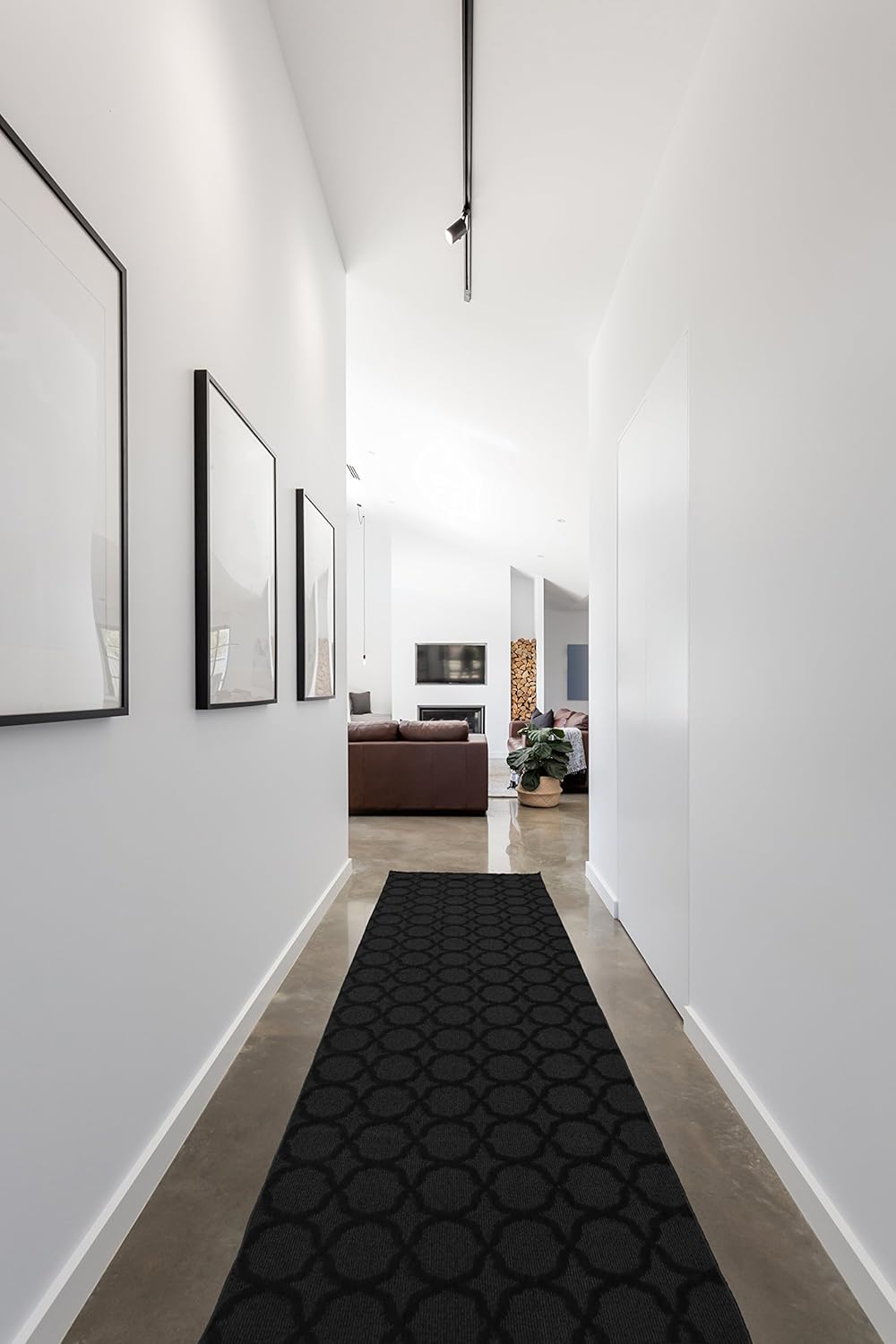 Garland Rug Sparta Non Slip Polypropylene 3 Ft. X 12 Ft. Black Area Rug- Ideal for Living Rooms & Hallways, Stylish & Durable for High-Traffic Areas Black 3' x 12' (Rectangular)