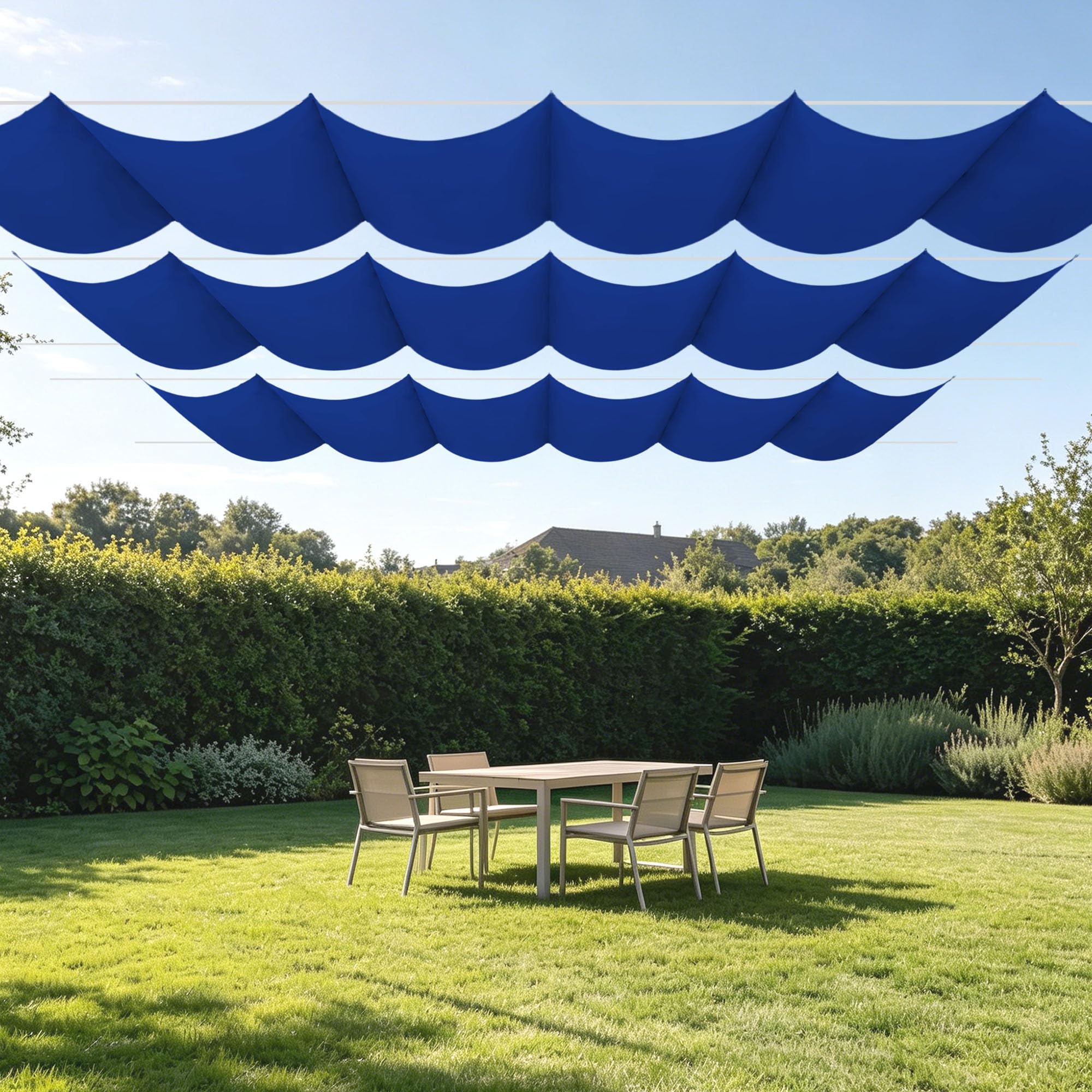 Voile ombrage rétractable vague protégez vos enfants du soleil de jardin avec oeillets