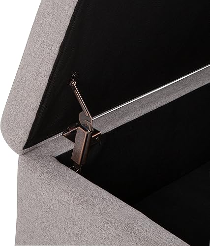 Miniatura 17 de SIMPLIHOME Monroe - Otomana rectangular contemporánea de almacenamiento de 48 pulgadas de ancho en tela de aspecto de lino marrón beige, ensamblada,