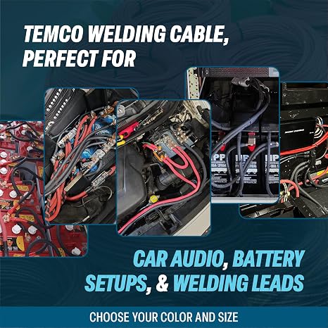 TEMCo 4 Gauge AWG 25 Ft Red Flexible Pure Copper Made in USA Welding Cable Battery Wire - Heavy Duty Solar, Inverter, Car, RV, Truck