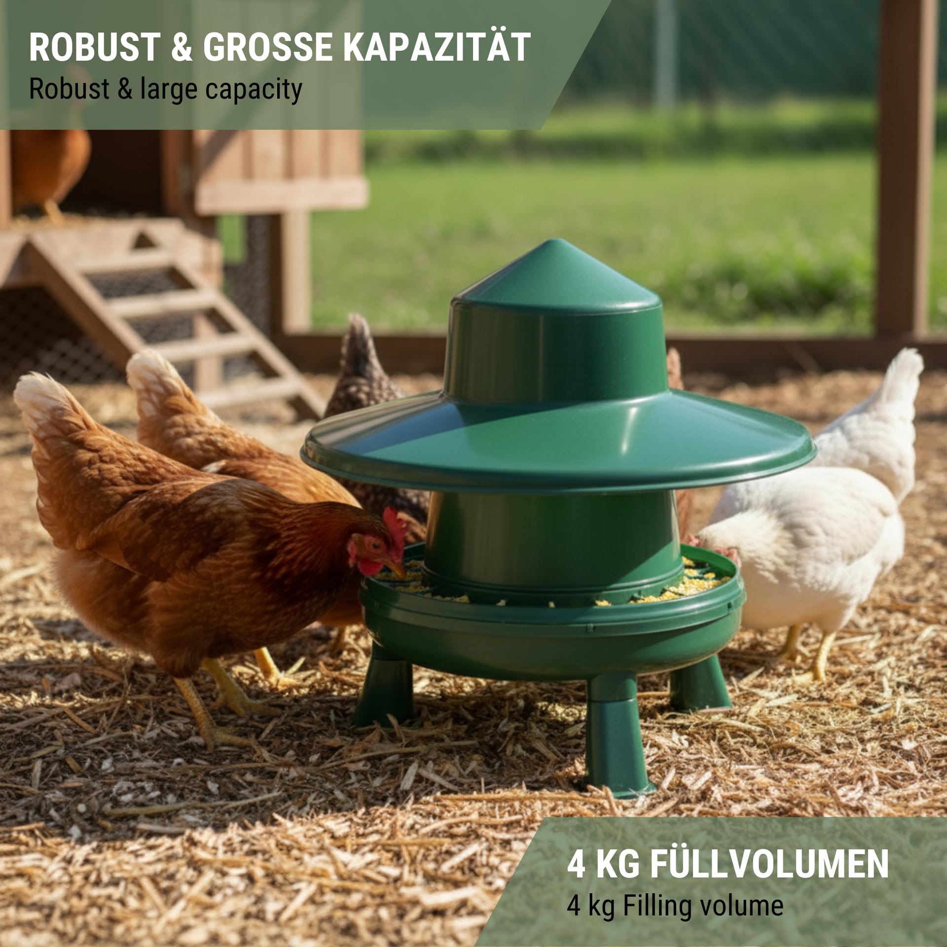 Agrarzone Eco Futterautomat Hühner Regenschutz 4 kg Geflügel Automatisch | wetterfest, Recycling, Hühner, Geflügel, leicht zu reinigen