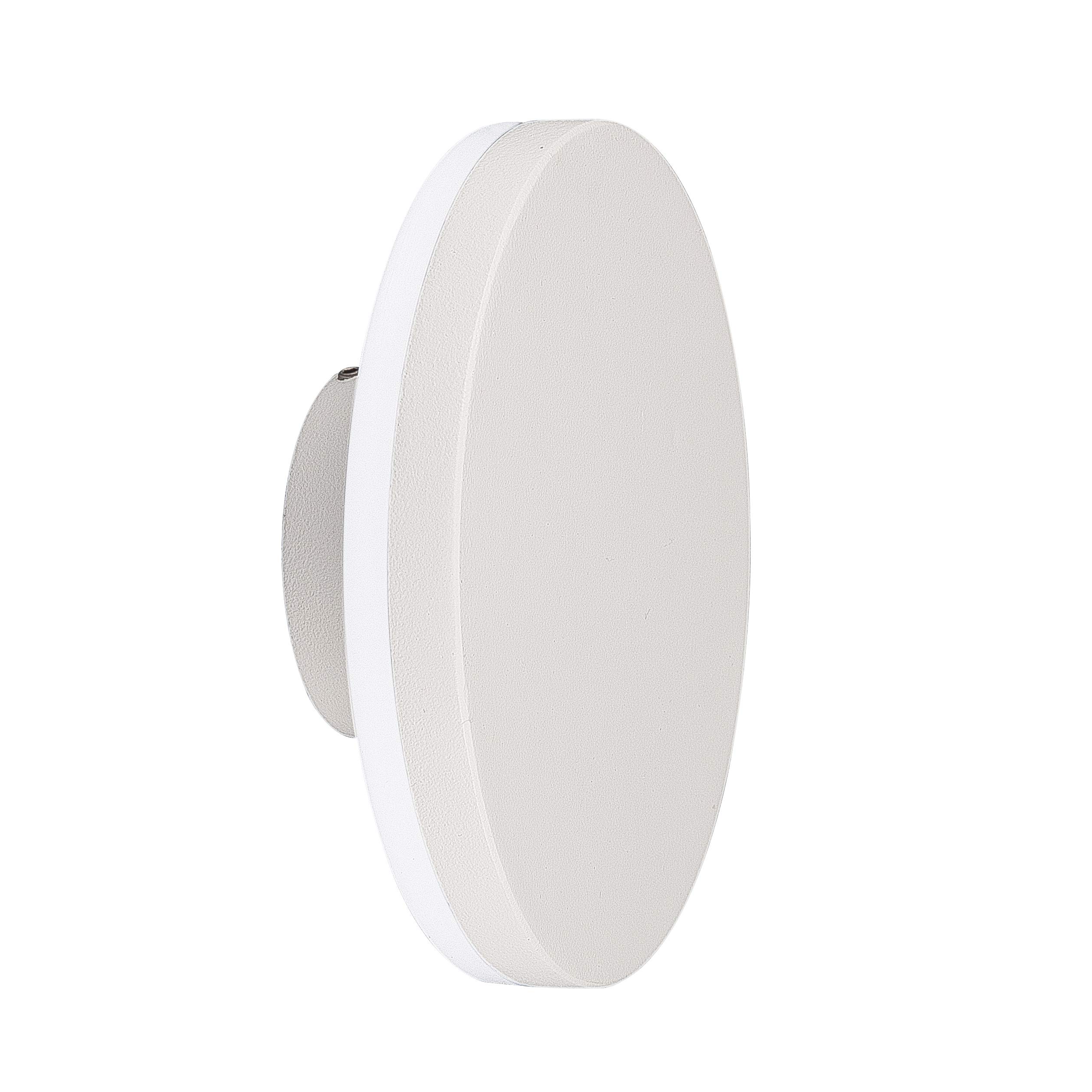 Mantra Iluminación. Modelo BORA. Aplique de pared de exterior circular de 15 cm de diámetro fabricado en aluminio y policarbonato acabado en color blanco. Fuente de luz LED 9.6W 3000K 720Lm (incl.).