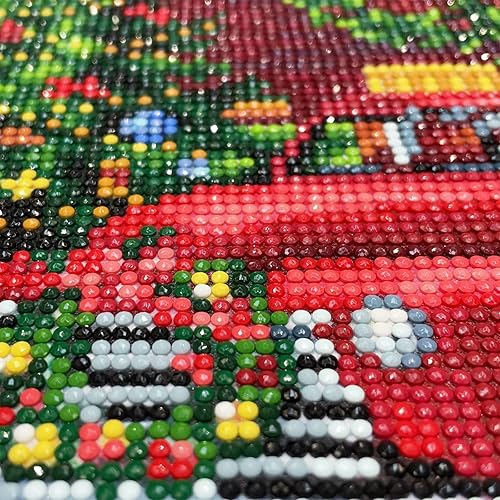 Miniatura 9 de CEOVR Kit de pintura de diamantes de Navidad, kit de arte de diamantes de invierno nevado para adultos, pintura 5D de casa roja con diamante, arte