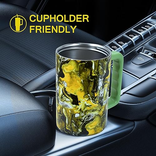 Miniatura 8 de sweet grain Vaso de 40 onzas con asa y pajita, botella de agua de acero inoxidable con aislamiento al vacío de doble pared, taza de viaje para café