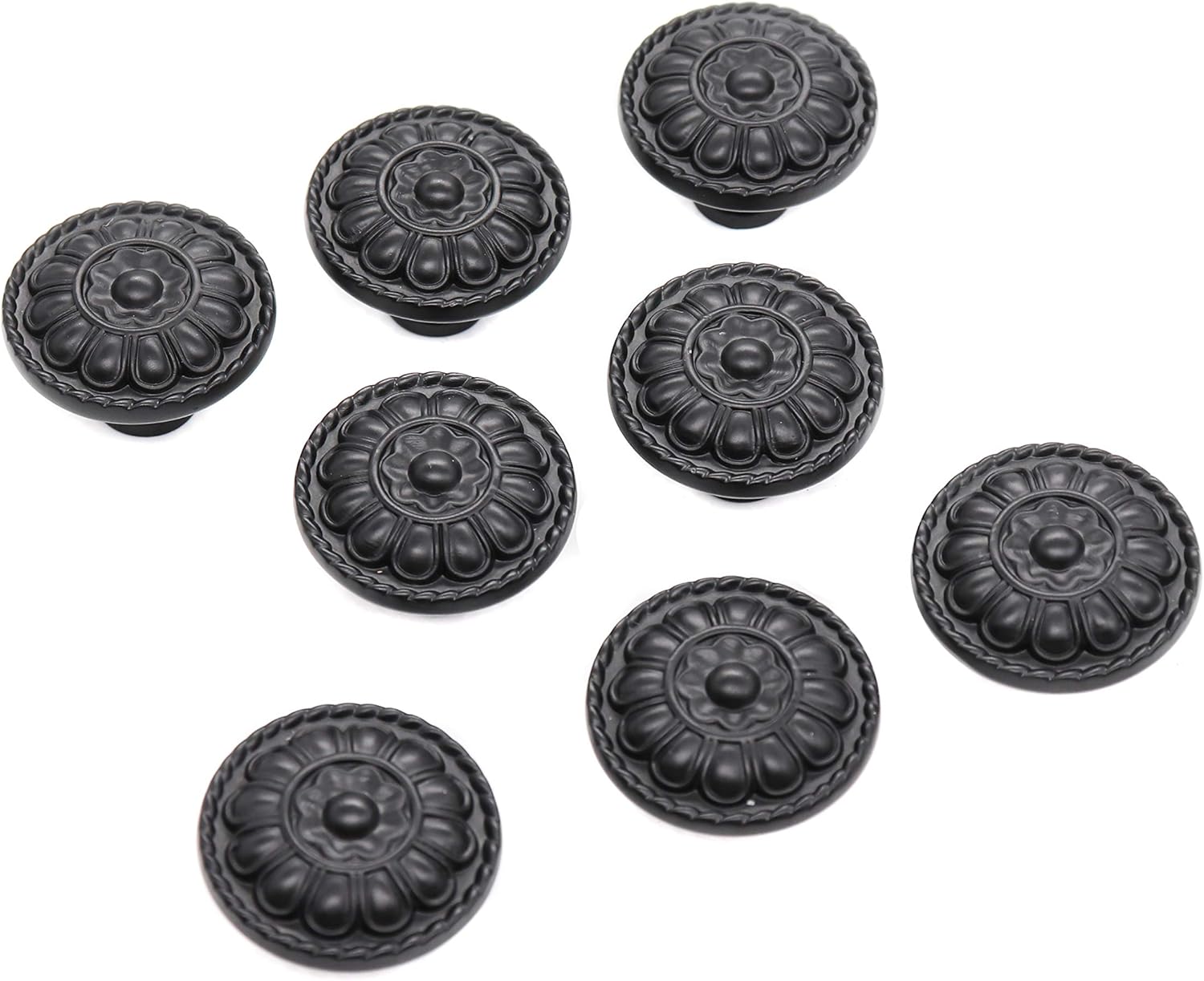 binifiMux 8-Pack 1.25" Black Vintage Drawer Dresser Dangle Knobs Pulls for Cabinet Drawer, Single Hole