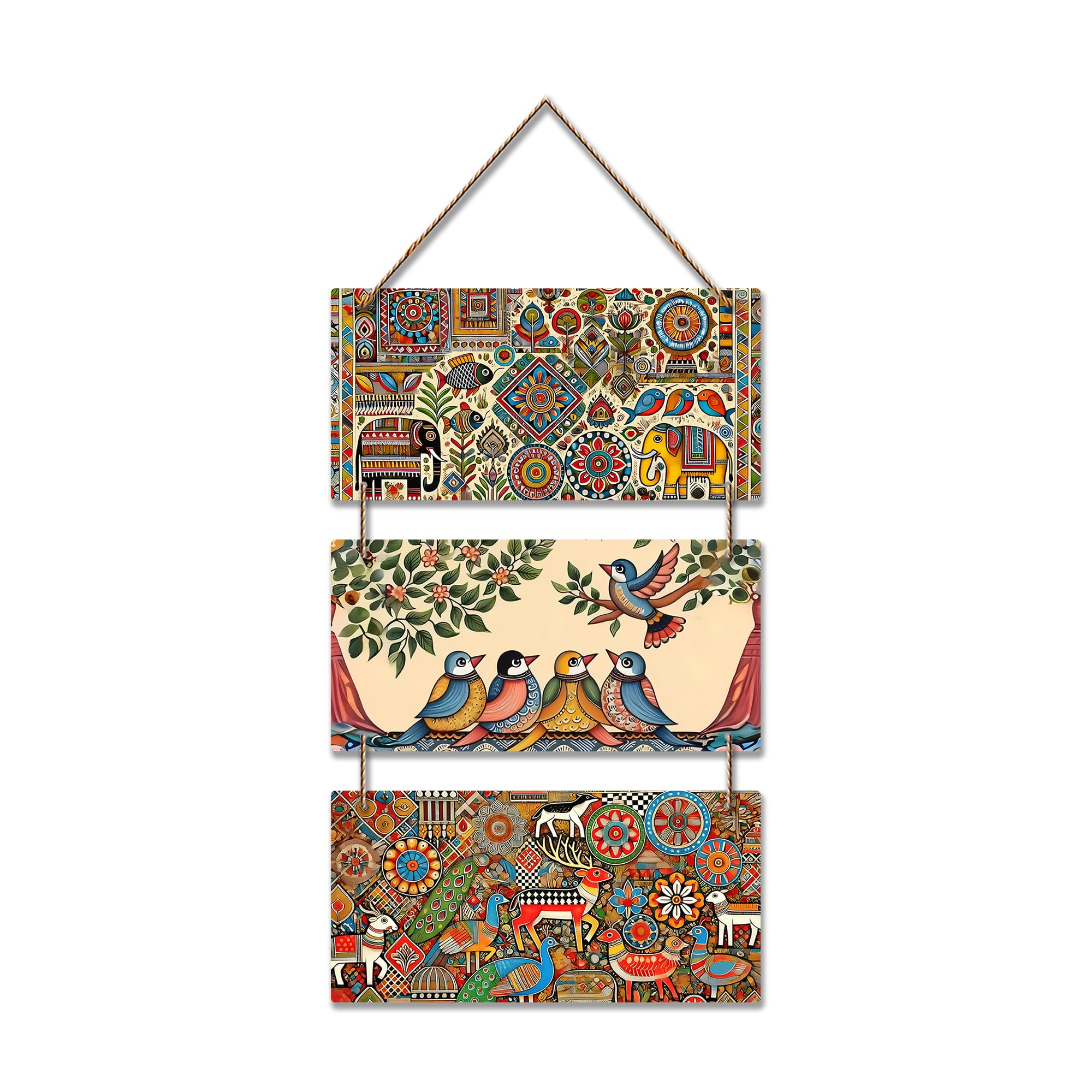 Artvibes Traditional Indian Folk Art Decorative Wooden Wall Hanging For Living Room | Bedroom | Gifts | Wall Hanger For Decoration | Modern Decor Artwork | Wall Sculpture | Signs & Plaques (WH_9449N)-image-11