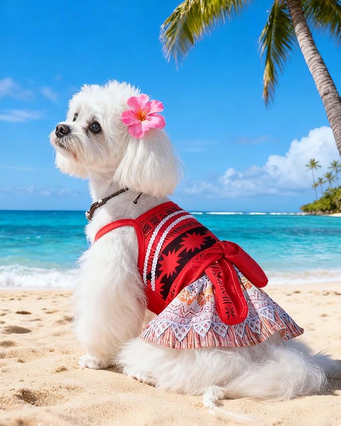 Vestido de Princesa del Océano para Perro con Lazo y Collar, Disfraz miniatura 2