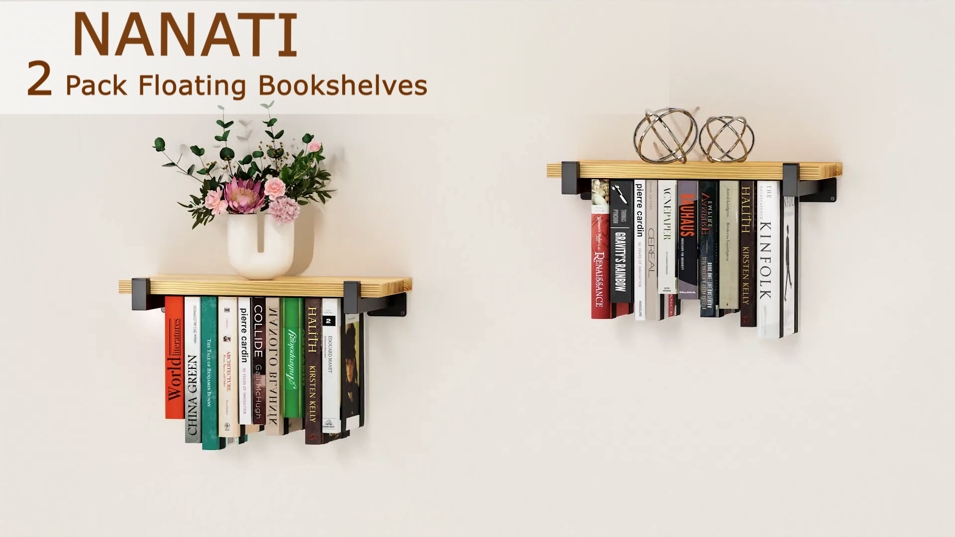 Amazon.com: NANATI 2 Set of Floating Bookshelf, Pine Wood
