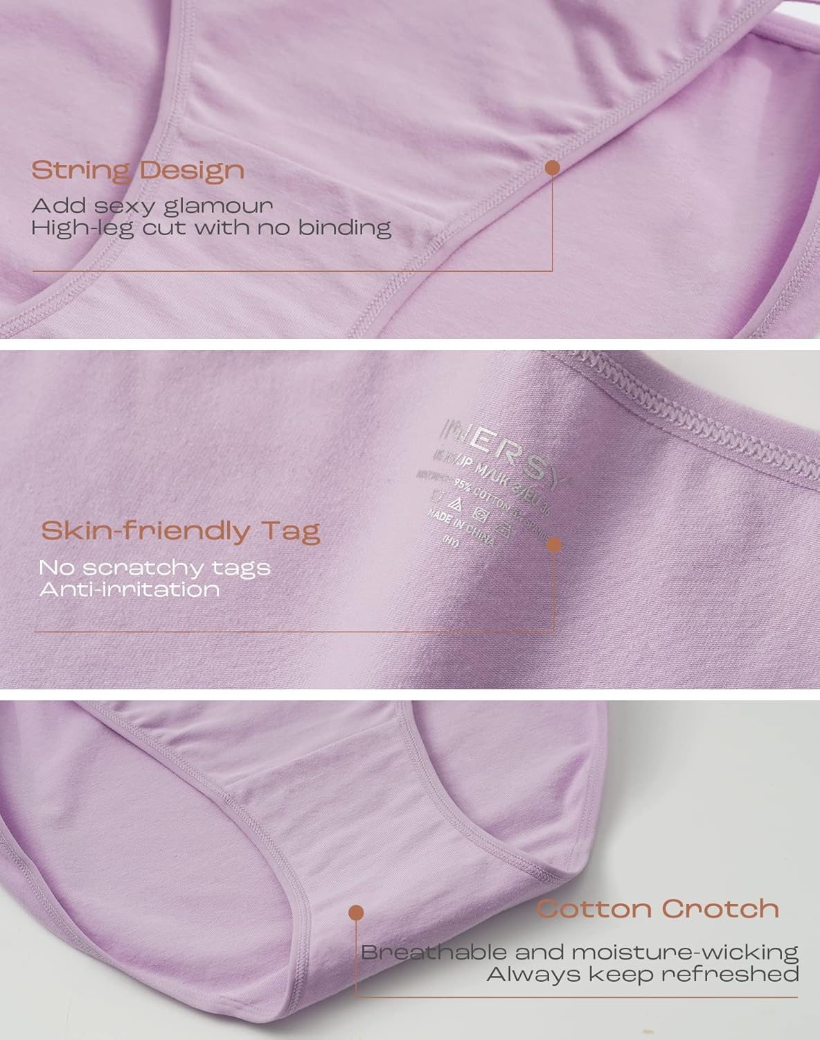 INNERSY Women's High Cut String Bikini Panties Stretchy Sexy Cotton Underwear 6-Pack - Image 5