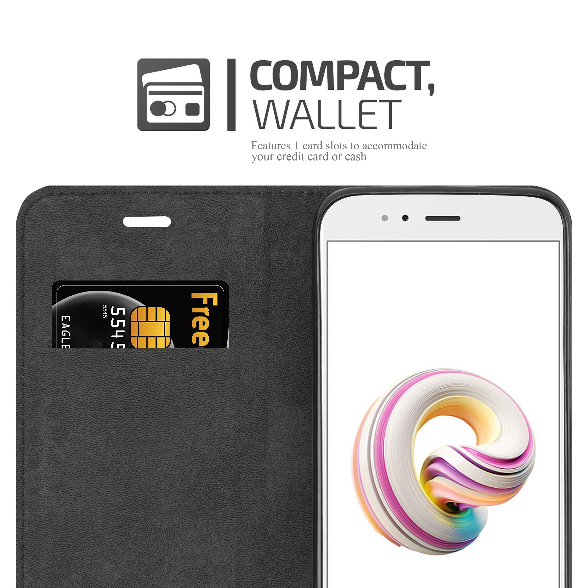Cadorabo Custodia Libro Per Xiaomi Mi A1 / Mi 5X, Rossa, Con Portacarte, Supporto E Chiusura Magnetica, Cover Portafoglio