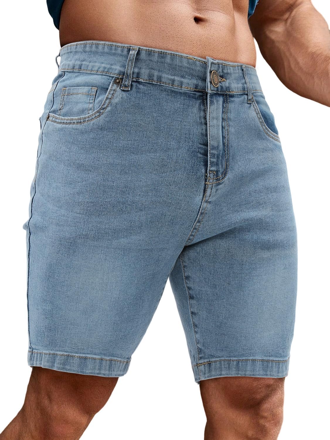 Men's Casual Slim Fit Denim Jean Shorts Skinny Stretch Summer Hot Short