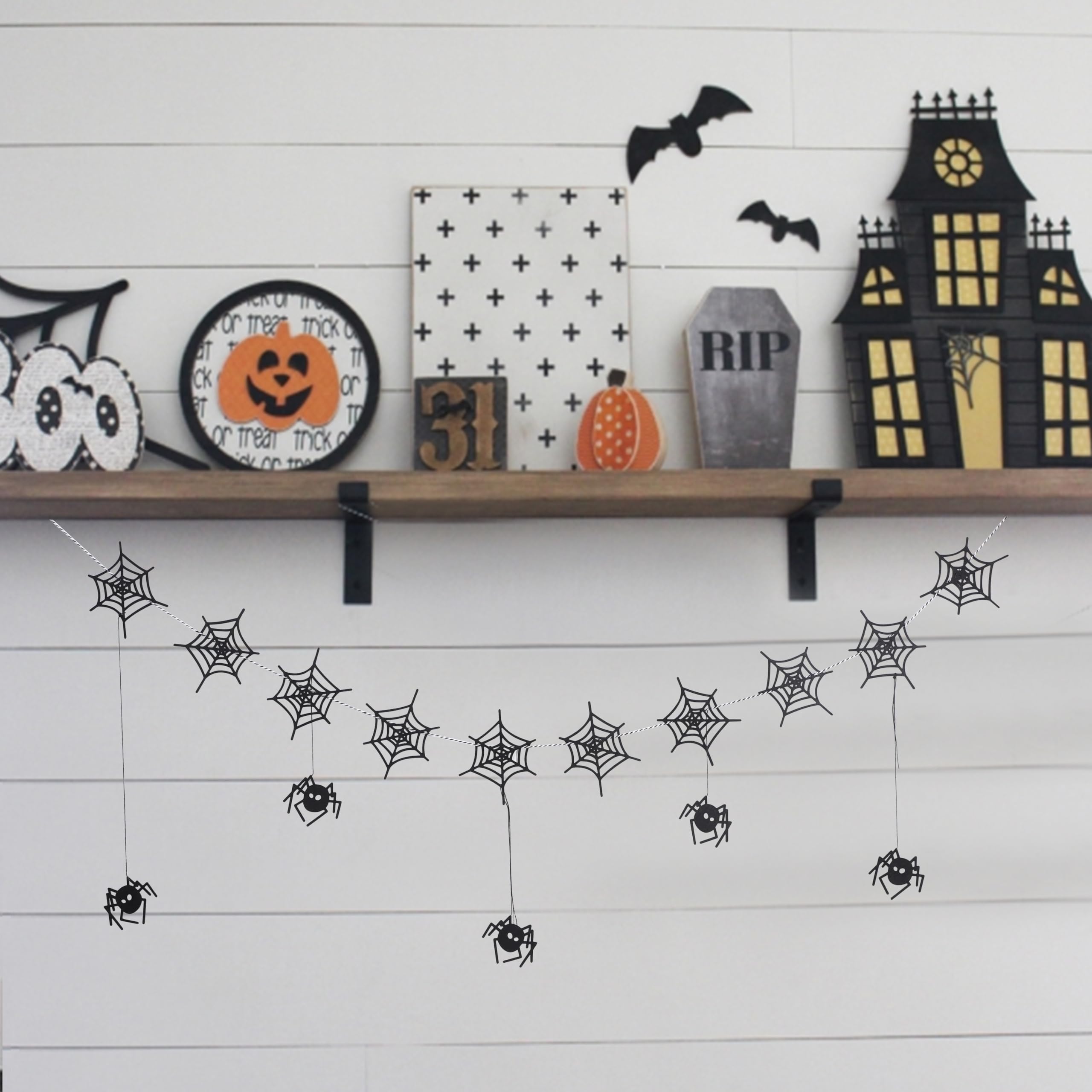 18-Piece Halloween Spider Decorations Set - Spider Web Banner & Hanging Swirls For Haunted Party Decor - View #4