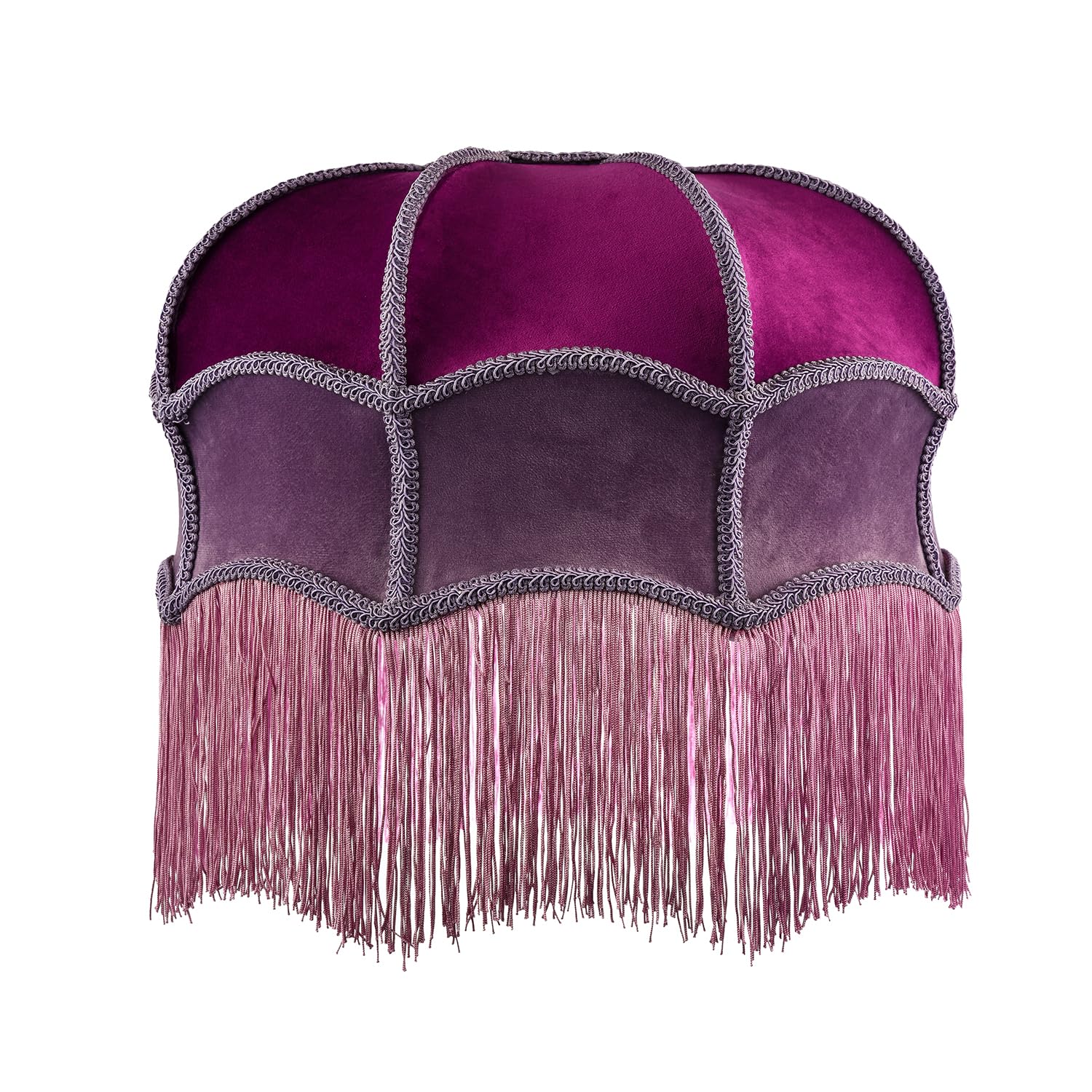 Happy Homewares Lilac/Purple Double Tier And Velvet Victorian Lamp Shade With Tassels