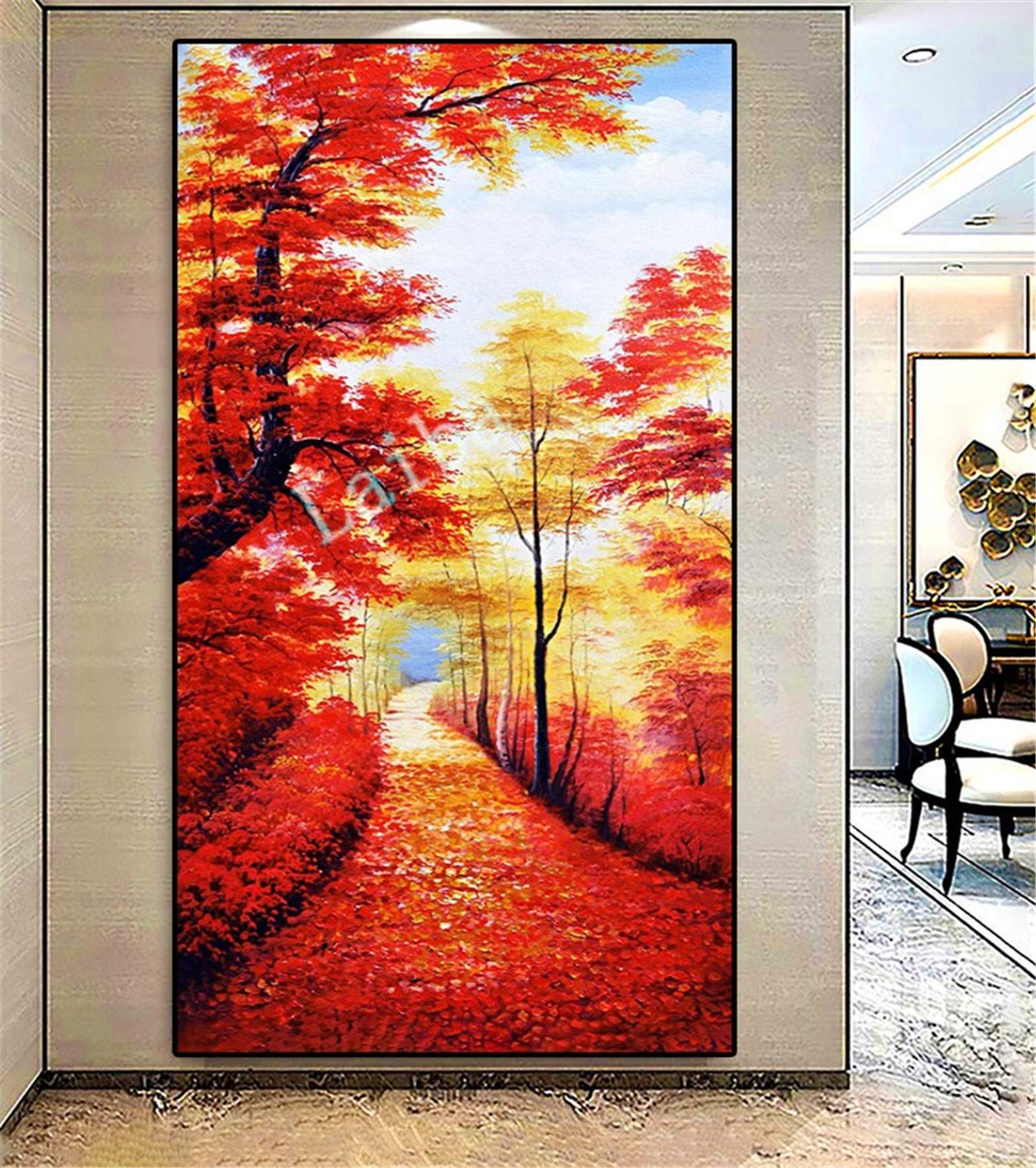 Broderie Diamant 5D Large Size paysage d'automne, kit peinture diamant strass haut de gamme