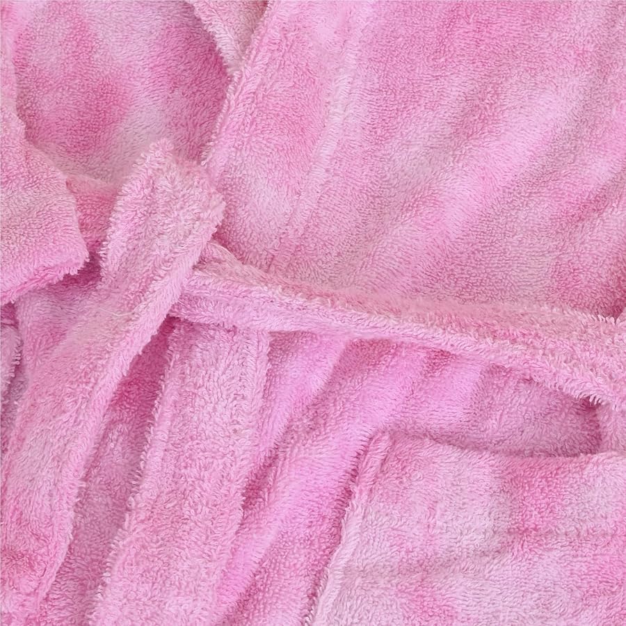 Kids Tie-Dye Hooded Cotton Bathrobe - Ultra Absorbent & Soft Skin-Friendly Spa Robe - Vibrant Colors for Bath, Pool & Beach. (TD ROSE)