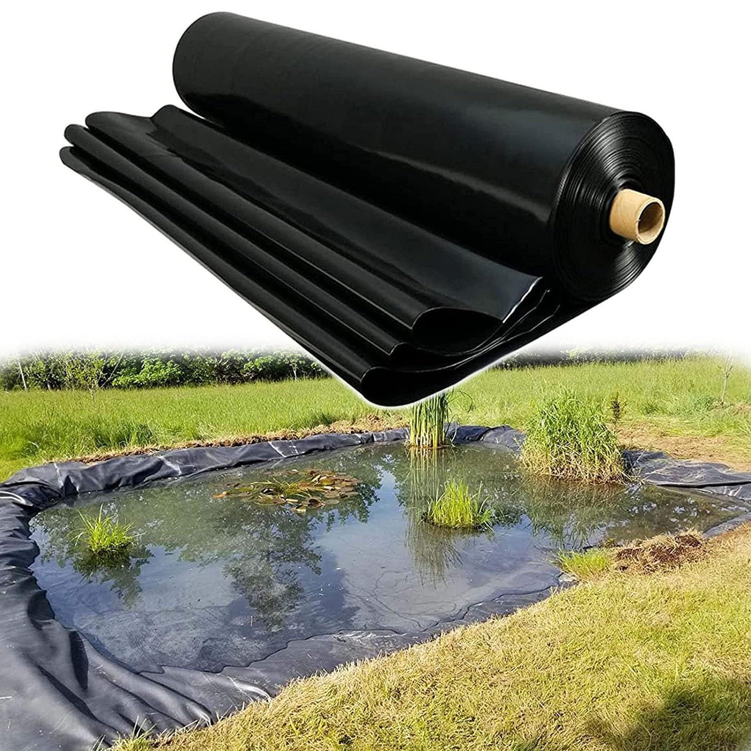 1x1m 2x5m Flexible Pond Liner HDPE Pond Membrane Large Garden Pond Liner 4x6m Black Fish Pond Liner Pond Tarpaulin for Small Ponds、Fish Pools、Fountains and Streams Garden Reservoir River Slope(10x10.0