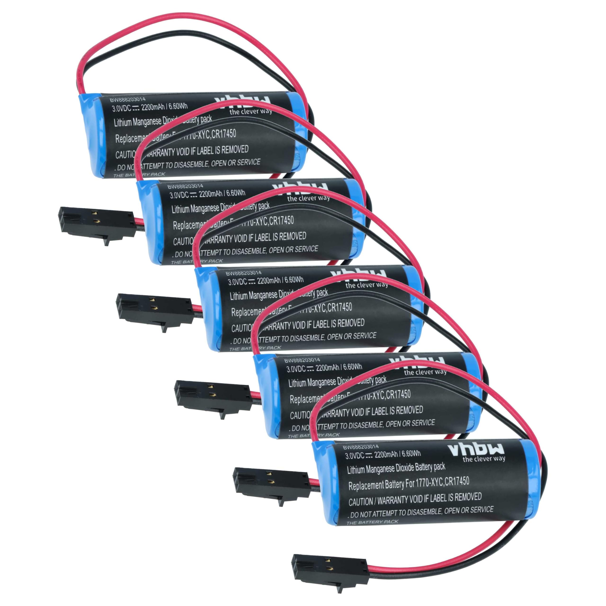 vhbw Bateria 5 x kompatybilna z Allen Bradley PLC-5/30, 1785-L86B, PLC-5/20, PLC-5/11 Programmable Logic Controller (2200mAh, 3V, Li-MnO2)