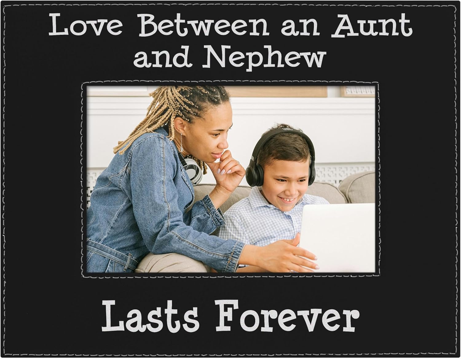 ThisWear Aunt Nephew Frame Love Between An Aunt And Nephew Lasts Forever 4x6 Leatherette Photo Frame Grey