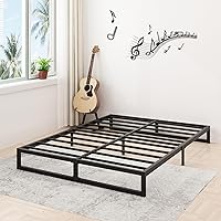 Vista 6 de Armazón de Cama King de 8 Pulgadas Base Resistente para Colchón, Plataforma de Metal de Servicio Pesado con Listones de Acero de Soporte Sin