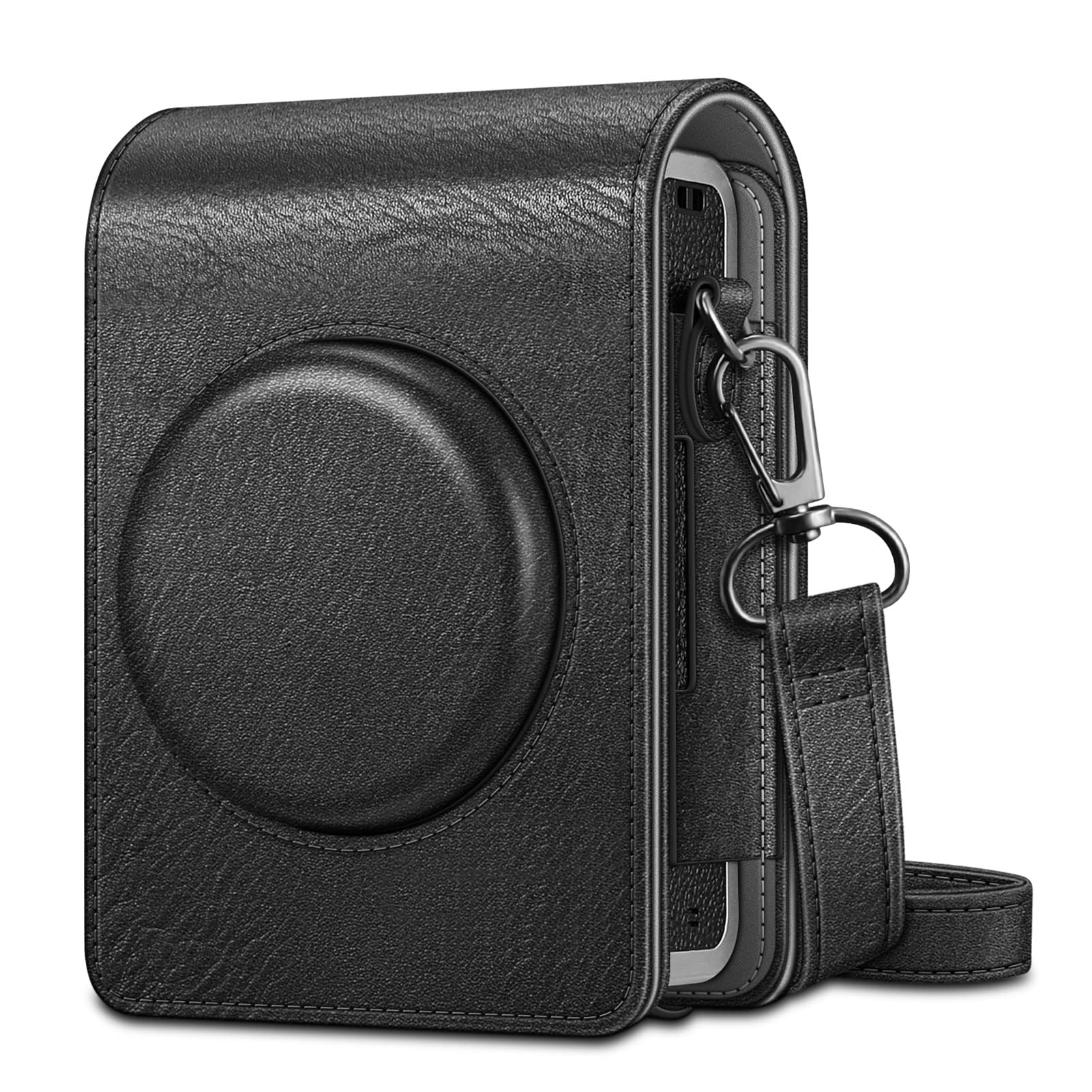 FINTIE Protective Case for Fujifilm Instax Mini EVO Camera - Premium Vegan Leather Bag Cover with Removable Adjustable Strap, Vintage Black, Protective Case