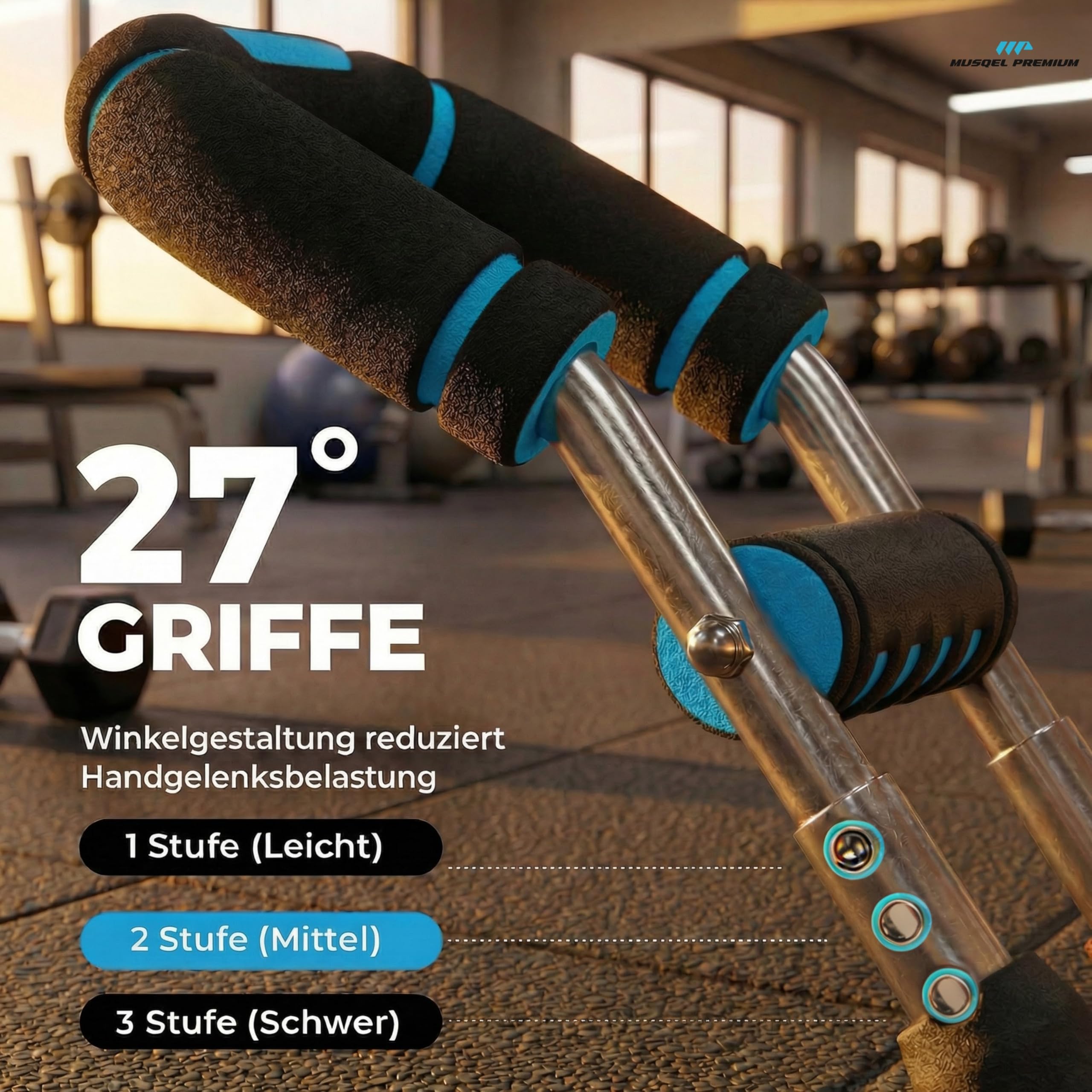 Power Twister Armtrainer, Brusttrainer Männer (20-30KG) / (30-50KG) - Trainingsgerät mit Anleitungen & Übungen, Rostfreier Edelstahl / Fitnessgerät für Zuhause & Outdoor - MUSQEL PREMIUM