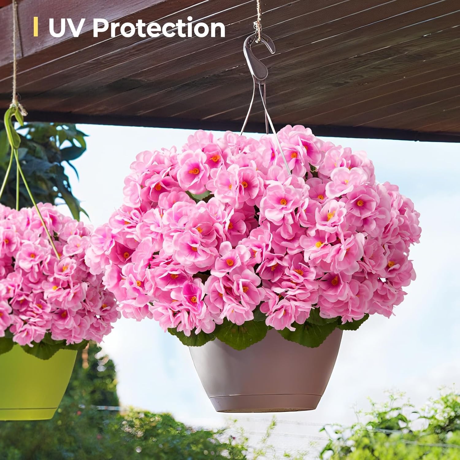 Artificial Flowers for Outdoors Faux Geraniums Plants UV Resistant Outside Fake Silk Flowers Bulk Plastic Greenery for Home Porch Planter Patio Table Centerpieces Decor, 6 Bundles (Pink) - Image 4