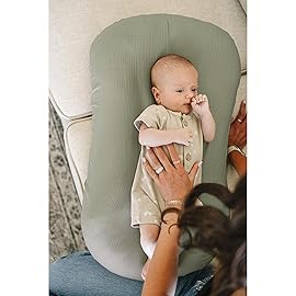 Konssy Muslin Baby Lounger Cover 2 Pack, 100% Cotton Newborn Lounger Cover, Soft and Breathable Baby Nest Slipcover for Boys Girls (Tree,Fog Green)