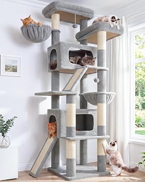 Globlazer 79in Heavy Duty Cat Tree for Large Cats, S79, Light Grey