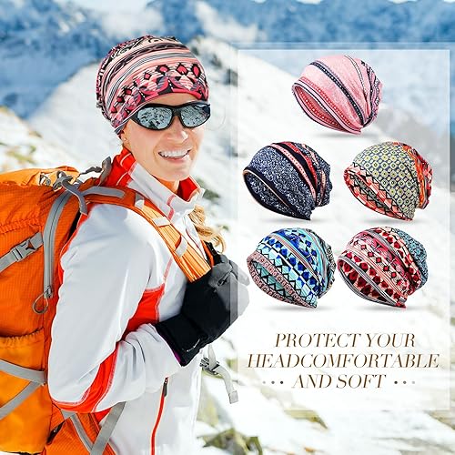 Miniatura 3 de Gorro holgado para mujer, 5 piezas, turbante, elástico, para el cáncer, gorros, bufanda para dormir
