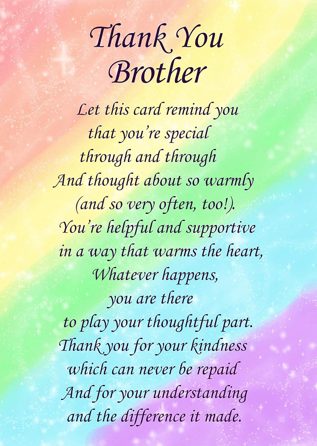 Thank You 'Brother' Poem Verse Greeting Card Amazon.co.uk Stationery