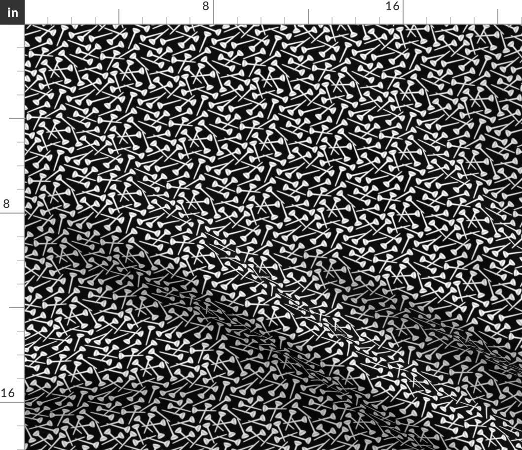 Spoonflower Fabric - Golf Black White Tee Sports Printed on Petal Signature Cotton Fabric by The Yard - Sewing Quilting Apparel Crafts Decor