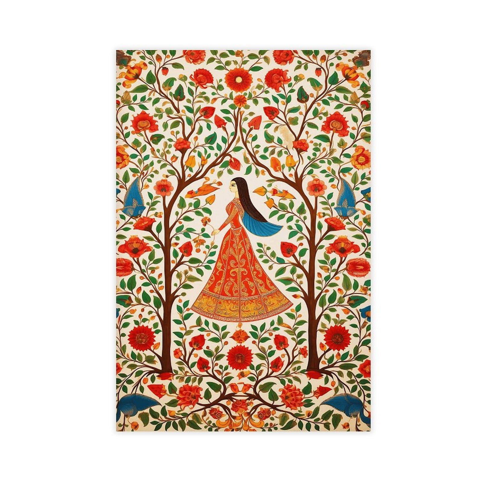 Bncedjk Indian Art Print, Indian Vintage Art Canvas Poster Wall Art Print Picture Paintings 12X18inch(30X45cm)