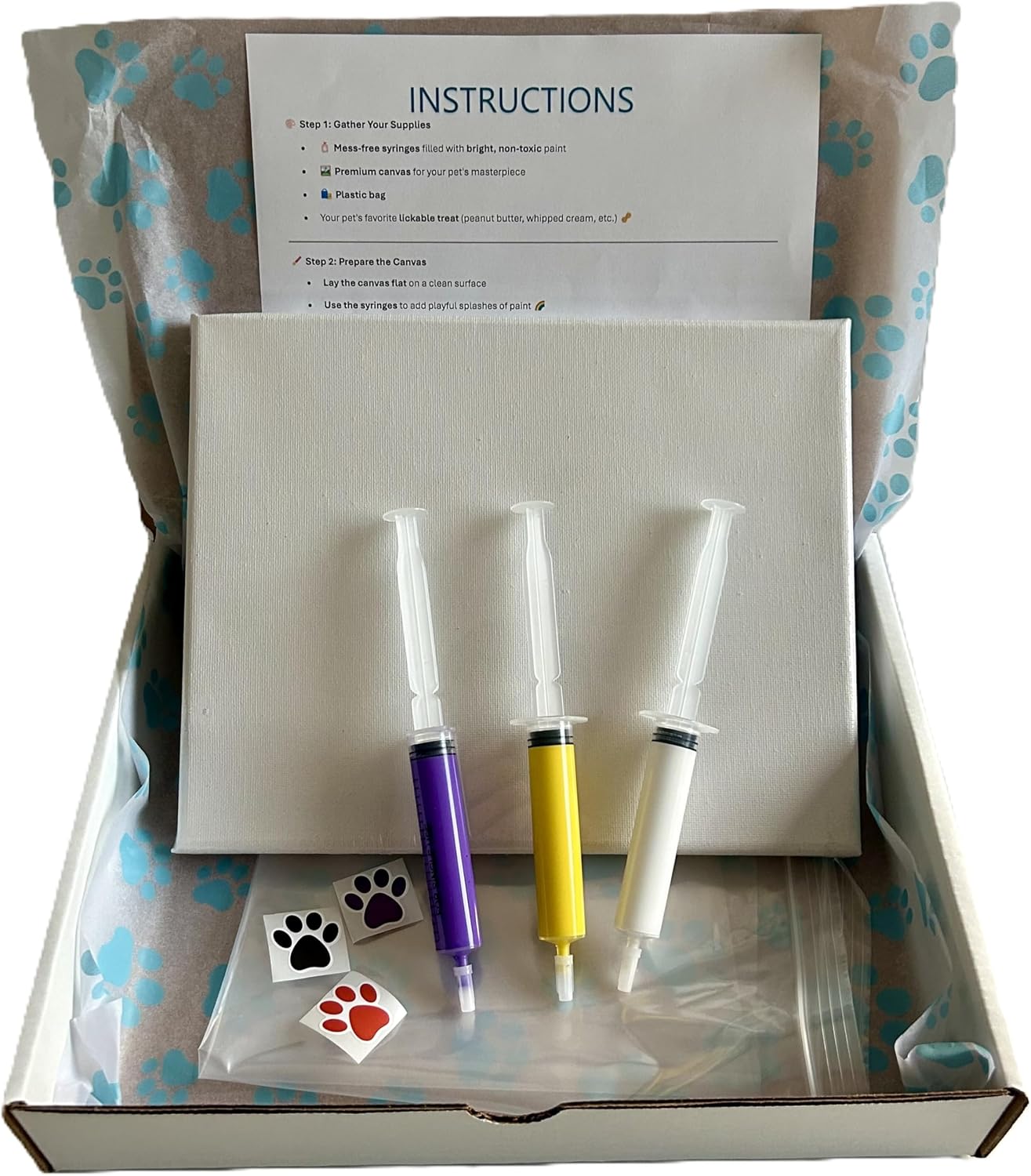 MayflowerMobile Your Pet Can Paint - Dog and Cat Paint Kit on 8"x10" Stretched Canvas - Abstract Art - Unique & Fun Painting Activity Kit for Pets (Aqua Purple White)