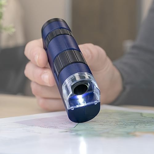 Miniatura 2 de Carson Pocket Micro microscopio de campo de zoom con luz LED de 20 x 60 x con sistema de lente asférica MM-450 azul