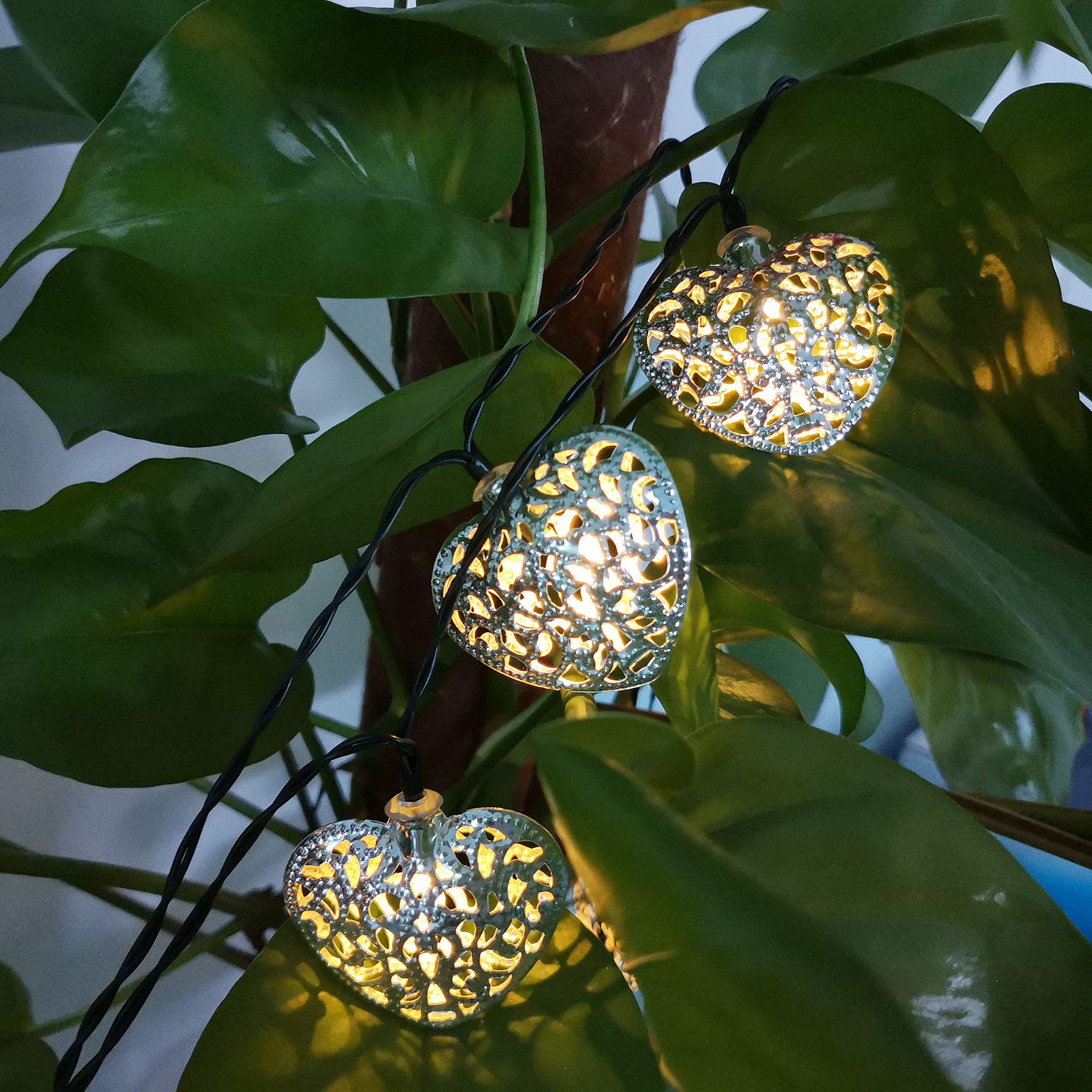 Keeda Heart-Shaped, 10Led Solar Iron String Lights - Waterproof Fairy Decorative Lights For Outdoor Garden Yard Christmas Wedding Decor (Heart-Shaped, 10Led)