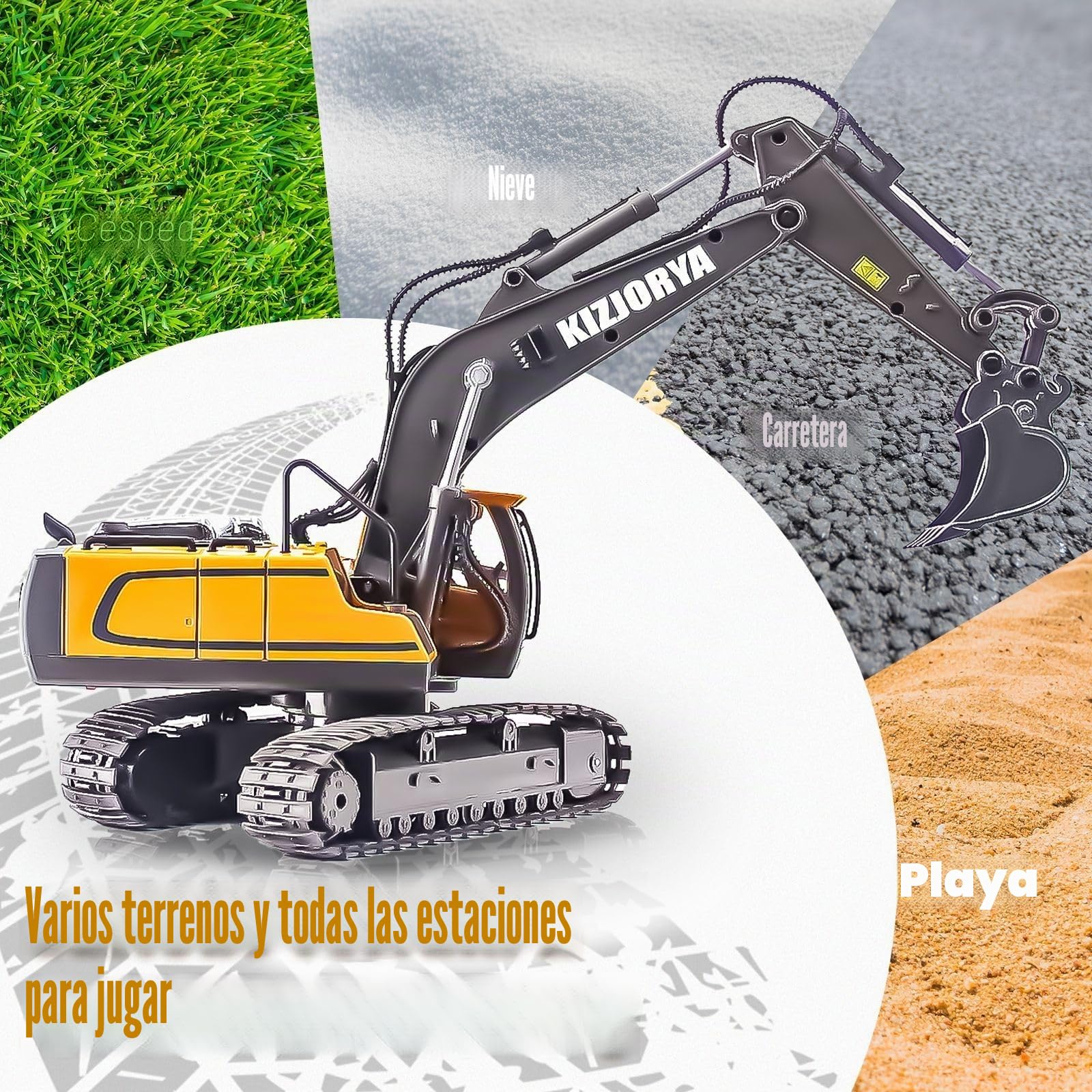 Excavadora Juguete Teledirigido, Excavadora Juguete para Niños de 6-12 años, RC Recargable, 11 Canales, Sonido y Luz, Pala de Metal, Regalo de Cumpleaños para Niños de 3 4 5 6 7 8 9 10+ años (2,4 GHz)