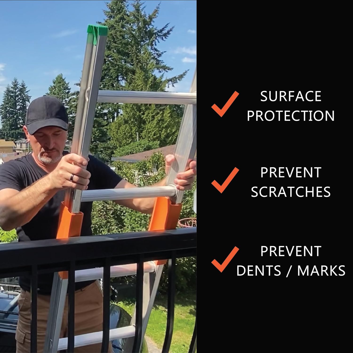 LADDER BODYGUARD Ladder Protection Covers for Gutters & Roof, Non-Marring, Prevent Scratches & Dents, Corner Cover | Universal Fit Extension & Multi-Position Ladder Accessory Guards