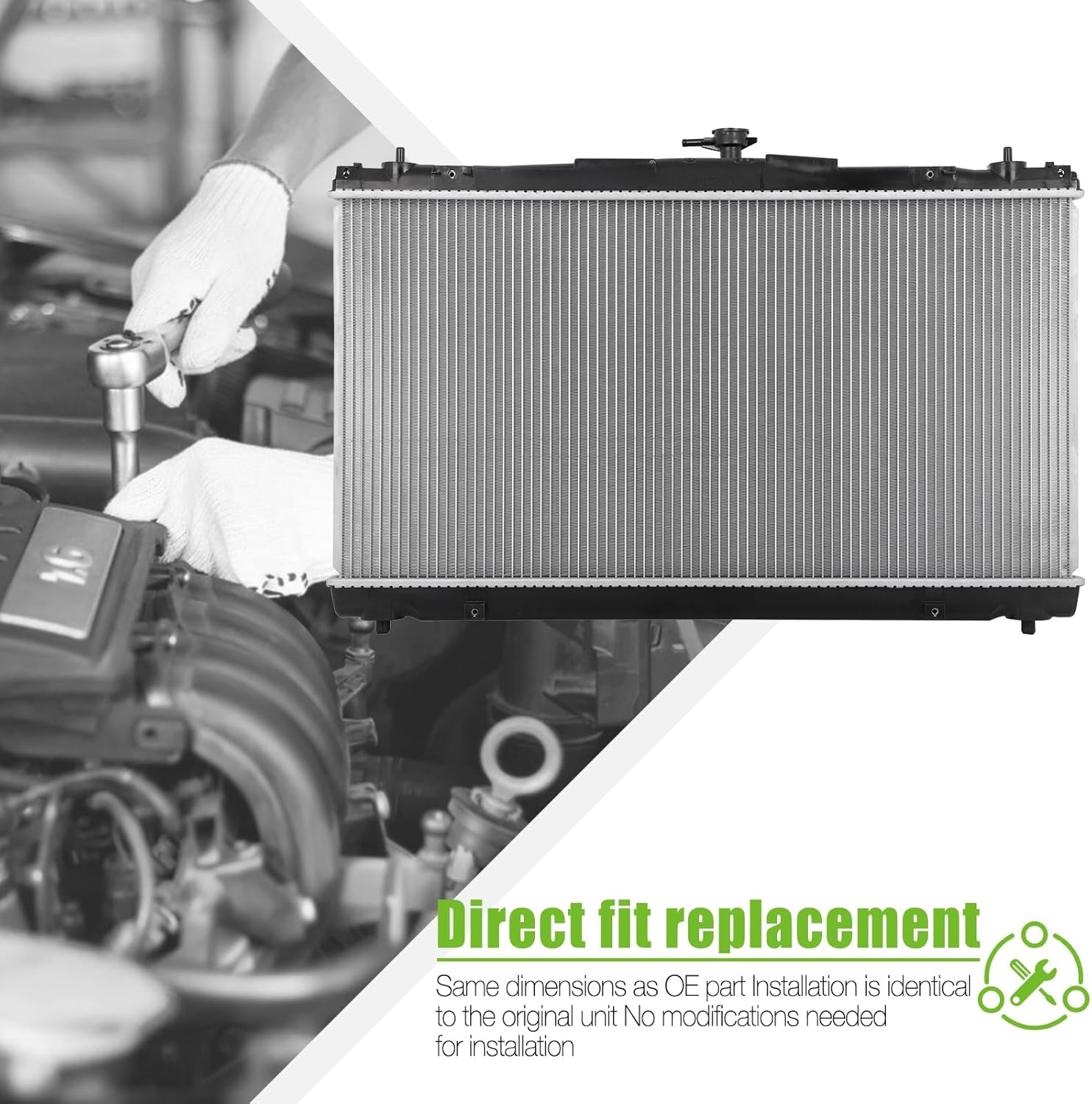 SCITOO Engine Cooling Radiator Assembly Compatible with LX ES350 2013-2018, ES300h 2013-2018, 2.5L 3.5L Replaces# 13338