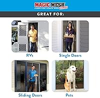 Vista 7 de Magic Mesh Deluxe, Negro Puerta mosquitera magnética, resistente, cierre magnético, red para puerta, pantalla para patio, pantalla para puerta