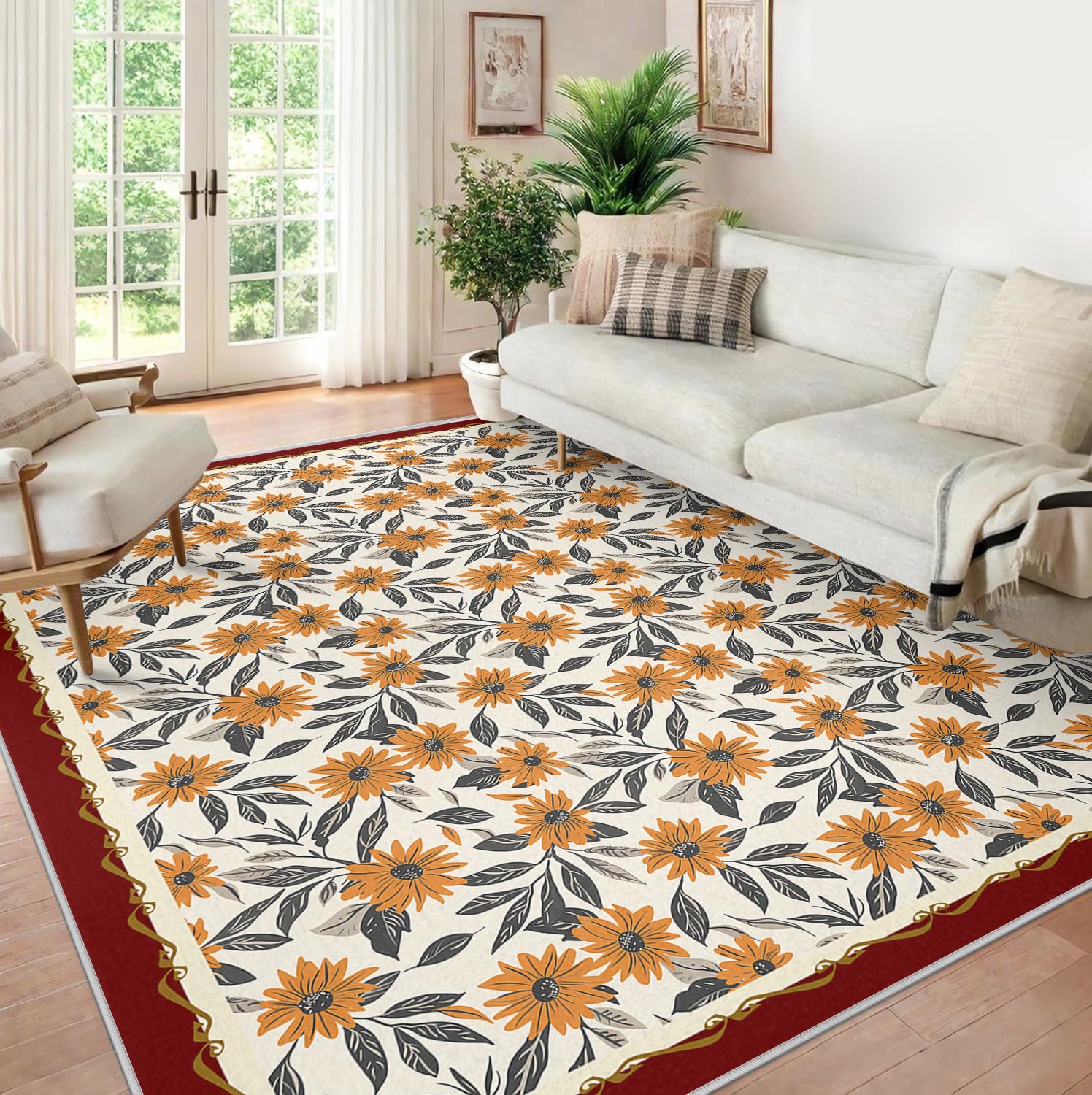 Tapis lavable et antidérapant 160x200 pour chambre d'enfant style bohème