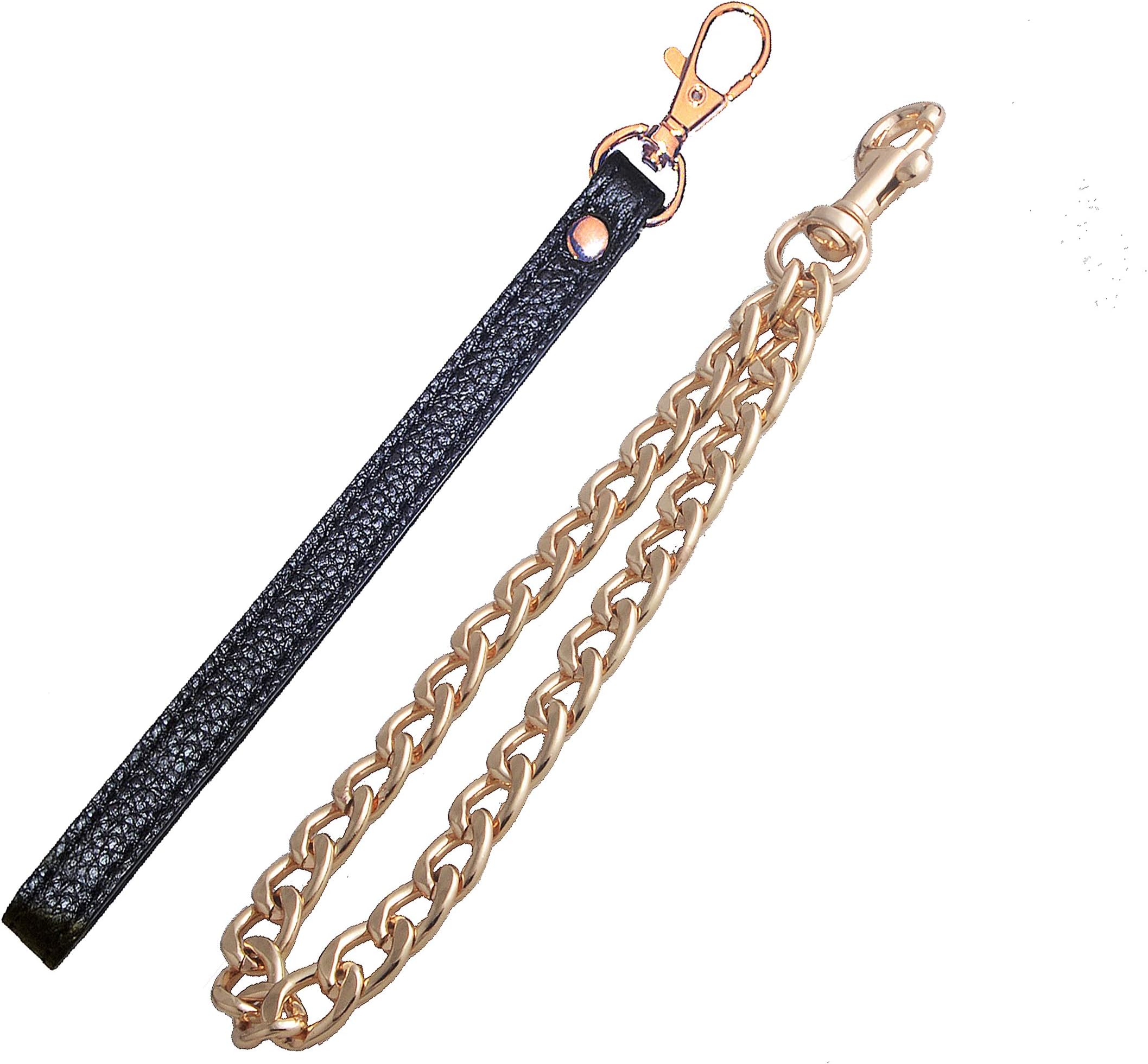 Wristlet Strap, Genuine Leather KeyChain Hand wrist Strap for Clutch Wallet Cellphone Key with Golden Lock