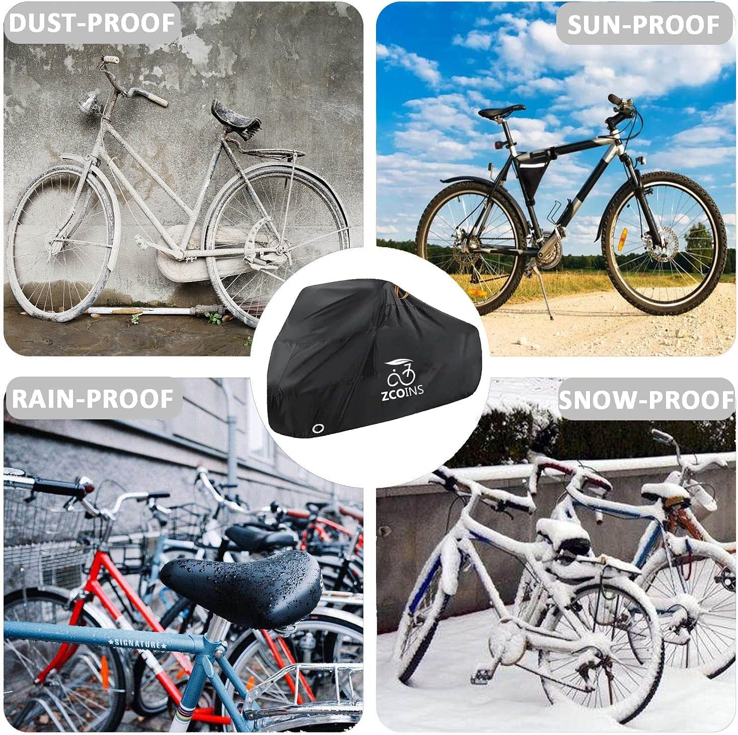 Waterproof Bike Cover for 2 or 3 Bikes, Bike Covers for Outside Storage, 210T Extra Heavy Duty Waterproof Anti Rain Dust UV Protective Bicycle Cover/Bike Storage for Mountain Bike with Storage Bag