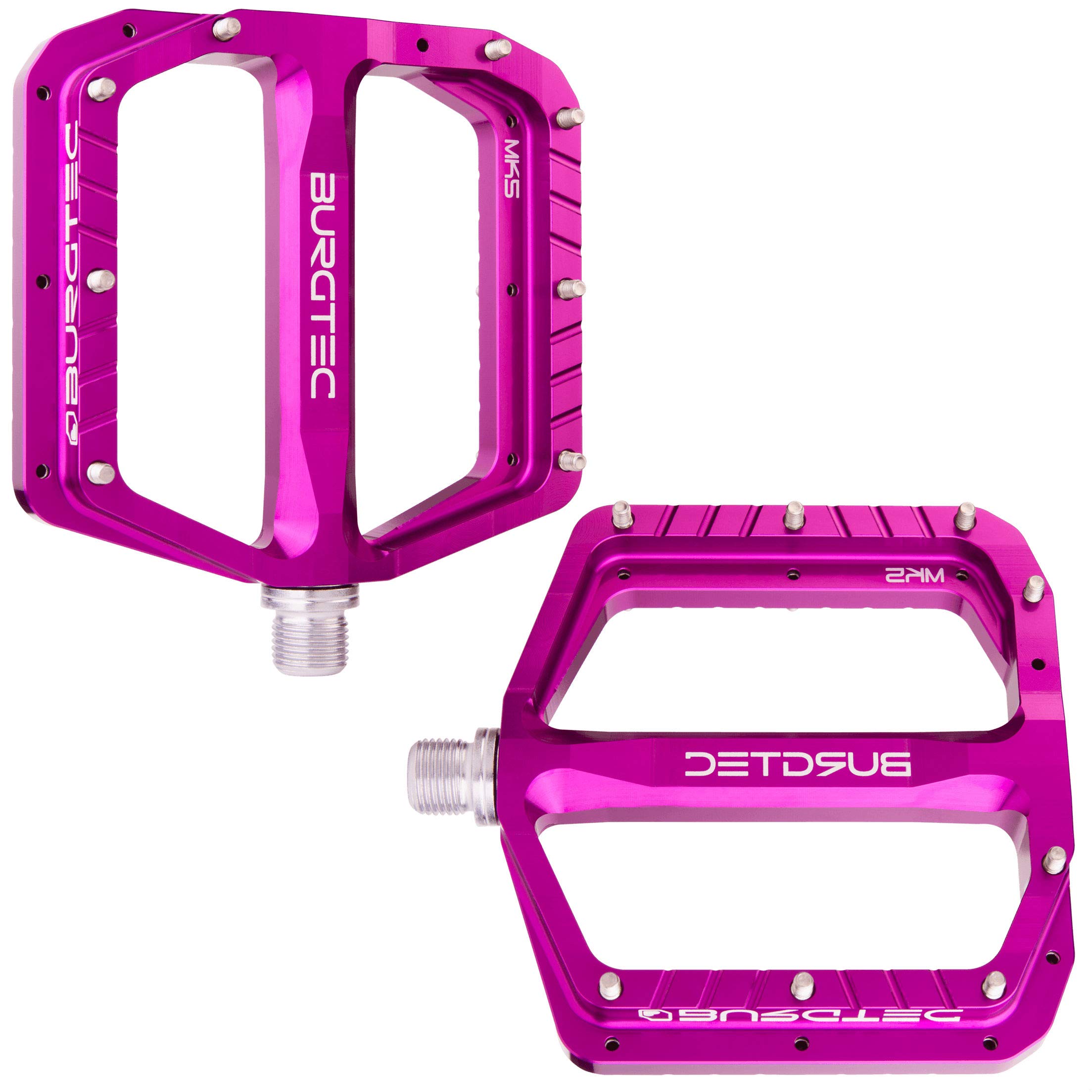 Burgtec Penthouse MK5 Flat Steel Axle MTB Pedals - Purple, Pair/Mountain Bike Wide Platform Trail Enduro Downhill Dirt Jump Freeride Cycling Part Cycle Ride Sticky Grip Pin Bicycle Component 9/16