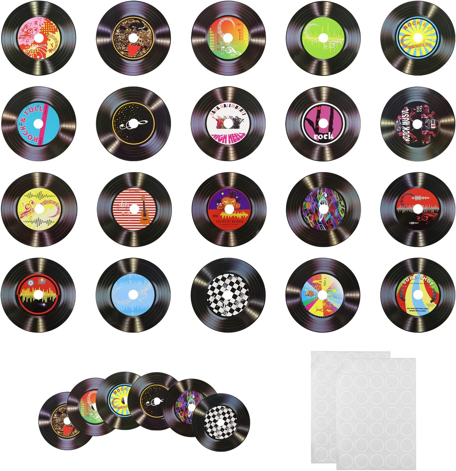 Blank Vinyl Records Decor, 5.5 Inch Wall Collage Kit Aesthetic Pictures, 20PCS CD Album Cover Posters Bedroom Decor for Teens Boys Girls,Rock and Roll Music Party Decorations (Material Cardboard)