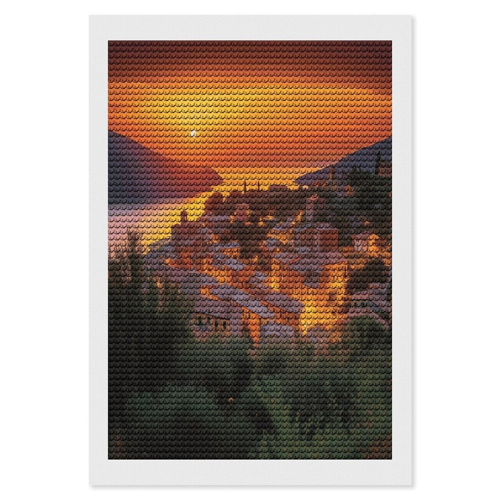 FekiLoot Diamond Art Kits for Adults, DIY 5D Italian Sunset Diamond Painting Kits for Beginners, Full Round Drill Diamond Dots Painting Gem Art Crafts for Home Wall Decor & Gift 8"x12"