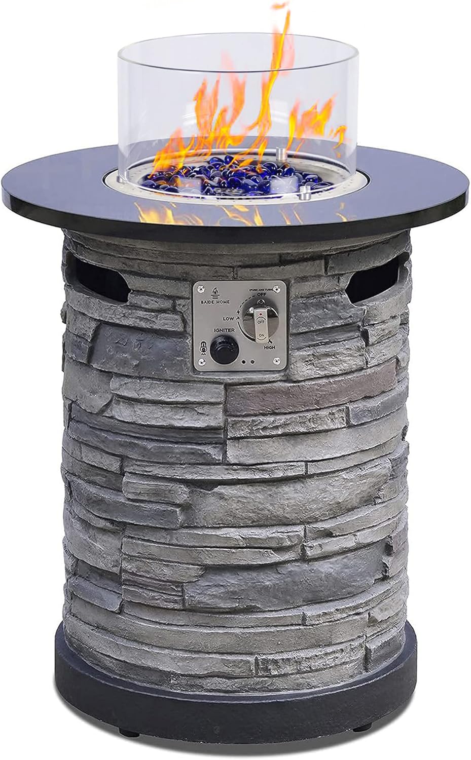 Buy BAIDE HOME Outdoor Gas Propane Fire Pit Table, Round Natural