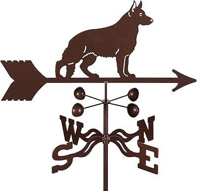 EZ Vane Steel German Shepherd Weathervane 21â€ Height, Includes Metal Roof Mount, Wind Cups & Brackets | Hand-Crafted and Family-Owned, Made in The USA with Triple Powder Coating, Limited