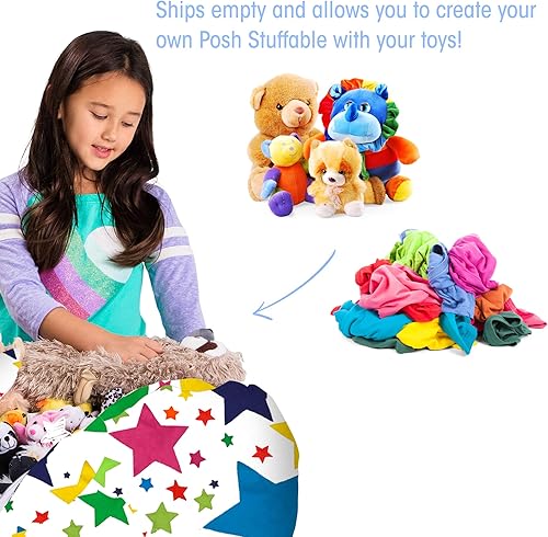 Miniatura 223 de Posh Funda de Silla Puf Rellenable para Almacenamiento de Animales de Peluche para Niños - Organizador de Juguetes Infantiles, Grande-38 - Lona