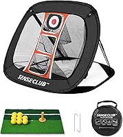 Vista 9 de Red de astillado plegable con alfombrilla y pelotas, objetivo de práctica de golf plegable para interiores, juego de golf en el patio trasero