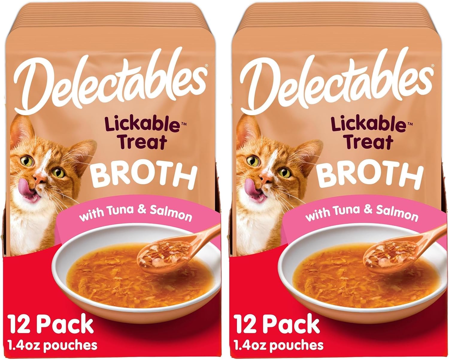Delectables Hartz Savory Broths Tuna & Salmon Lickable Wet Cat Treats,(Pack of 24)